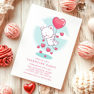 Teddychamper Hart Ballonnen Valentijnsfeestje Kaart