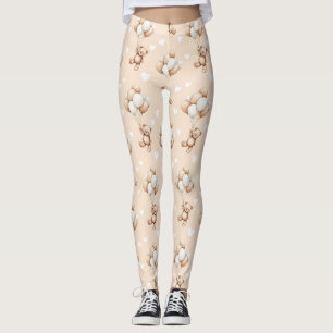 Teddychimpanzer Ballon Neutraal Waterverf Patroon Leggings