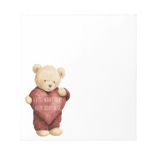 Teddychip met rode hart notitieblok (Voorkant)