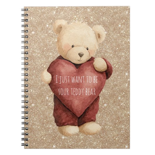 Teddychip met rode hart notitieboek (Voorkant)