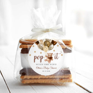 Teddychip Pop It Wanneer Ze Knalt Cadeau voor Baby Ronde Sticker