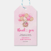 Teddychip Roze Ballonnen Baby Cadeautags Cadeaulabel (Voorkant)