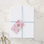 Teddychip Roze Ballonnen Baby Cadeautags Cadeaulabel (Met Touw)
