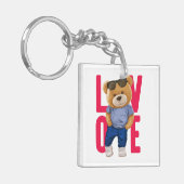 Teddychip Valentijnsdag Liefdesontwerp Sleutelhanger (Voorkant Links)