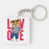 Teddychip Valentijnsdag Liefdesontwerp Sleutelhanger (Achterkant)