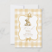 Teddychocoladebruine geruite Schattig Dank Je Bedankkaart (Voorkant)