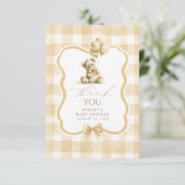 Teddychocoladebruine geruite Schattig Dank Je Bedankkaart (Staand voorkant)