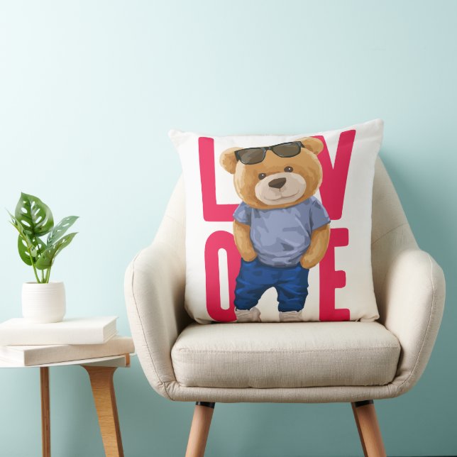 Teddychtdag teddybeer liefdesontwerp kussen (Stoel)