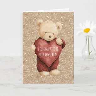 Teddychtedel Rode Hart Gouden Glitters Kaart