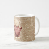 Teddychtedel Rode Hart Gouden Glitters Koffiemok (Voorkant rechts)
