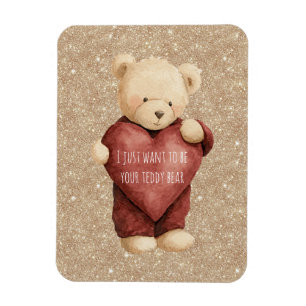 Teddychtedel Rode Hart Gouden Glitters Magneet
