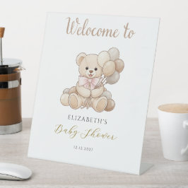 TeddychtedragendeballonBaby Shower Welkom Reclamebord Met Voetstuk