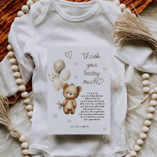 Teddychten Ballonnen Waterverf Beige Taan Bedankkaart