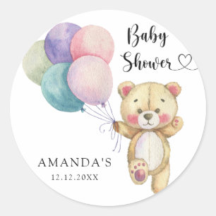 Teddychtenballonnen - Baby Shower Ronde Sticker