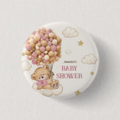 Teddychtenballonnen beige Roze Ronde Button 3,2 Cm (Voorkant)