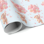 Teddychter Ballonnen Vlinders  Cadeaupapier (Rol Hoek)