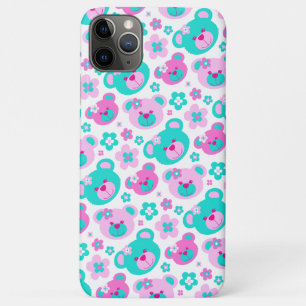 Teddychter bloemen roze aqua hoesje