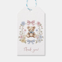 Teddychter Bloemenkrans Baby Shower Bedankt Cadeaulabel