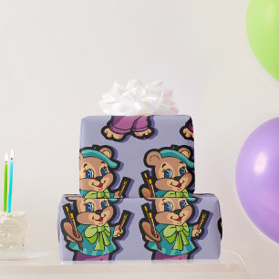 Teddychter Kunstenaar met Baret en Verfkwasten Cadeaupapier