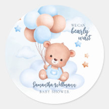Teddychter Waterverf Jongen Baby Shower Aanpasbaar