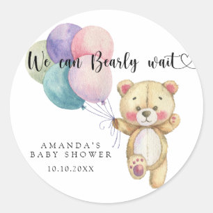 Teddychterballonnen - we kunnen bijna niet wachten ronde sticker