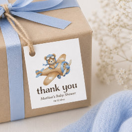 Teddylbeer Piloot Jongen Baby Shower Favor Tags Bedankjes Labels