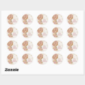 Teddylbeerballonnen Roze   Ronde Sticker (Vel)