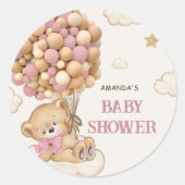 Teddylbeerballonnen Roze   Ronde Sticker (Voorkant)