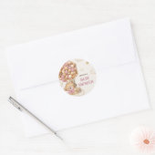 Teddylbeerballonnen Roze   Ronde Sticker (Envelop)