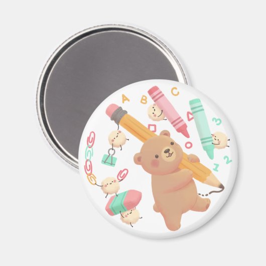 Teddy's Back to School Illustration Magneet (Voorkant / Achterkant)