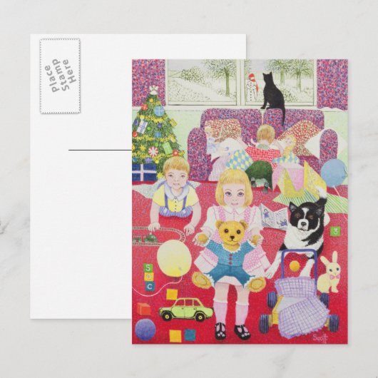 Teddy's Christmas Pyjamas Feestdagenkaart (Voorkant / Achterkant)