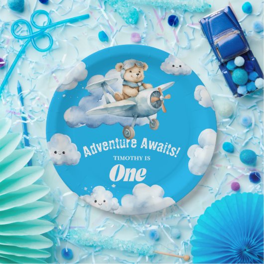 Teddy's eerste verjaardag Sky-High Soiree Papieren Bordje (Feest)