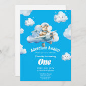 Teddy's eerste verjaardag Sky Safari uitnodiging (Voorkant / Achterkant)