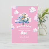 Teddy's eerste verjaardag Sky Safari uitnodiging (Staand voorkant)