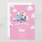 Teddy's eerste verjaardag Sky Safari uitnodiging (Voorkant / Achterkant)