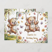 Teddy's eerste verjaardagsfeestje kaart (Voorkant / Achterkant)