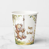 Teddy's eerste verjaardagsfeestje papieren bekers (Achterkant)