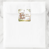 Teddy's eerste verjaardagsfeestje vierkante sticker (Tas)