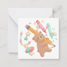 Teddy's Illustratie voor het Nieuwe Schooljaar Notitiekaartje