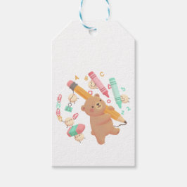 Teddy's illustratie voor terug naar school cadeaulabel