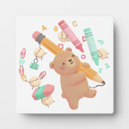 Teddy's illustratie voor terug naar school fotoplaat
