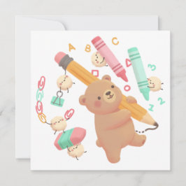 Teddy's illustratie voor terug naar school kaart