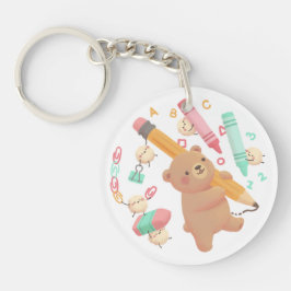 Teddy's illustratie voor terug naar school sleutelhanger