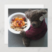 Teddy's portretuitnodiging kaart (Voorkant / Achterkant)