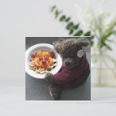 Teddy's portretuitnodiging kaart (Staand voorkant)