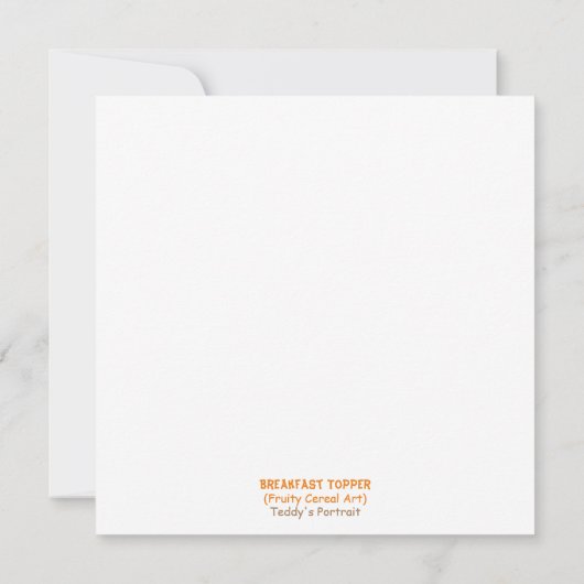 Teddy's portretuitnodiging kaart (Achterkant)