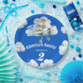 Teddy's Sky-High Soiree: 2e verjaardag Papieren Bordje (Feest)