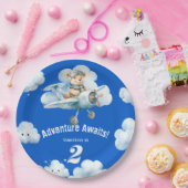 Teddy's Sky-High Soiree: 2e verjaardag Papieren Bordje (Feest)