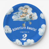 Teddy's Sky-High Soiree: 2e verjaardag Papieren Bordje (Voorkant)