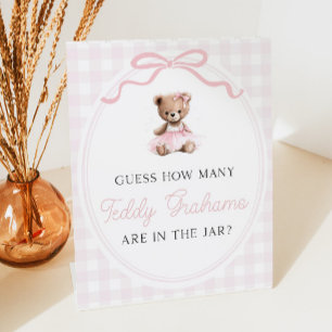 Teddyshower met teddyberen Hoeveel teddygrammen Reclamebord Met Voetstuk